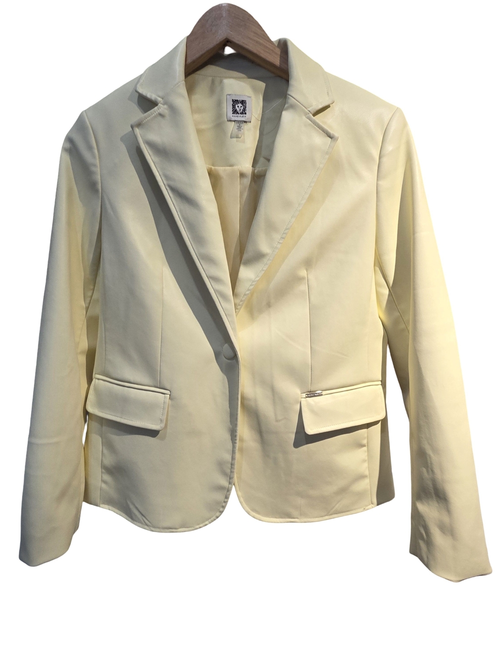 Anne Klein Women's Pale Yellow Tailored Single-Button Blazer
